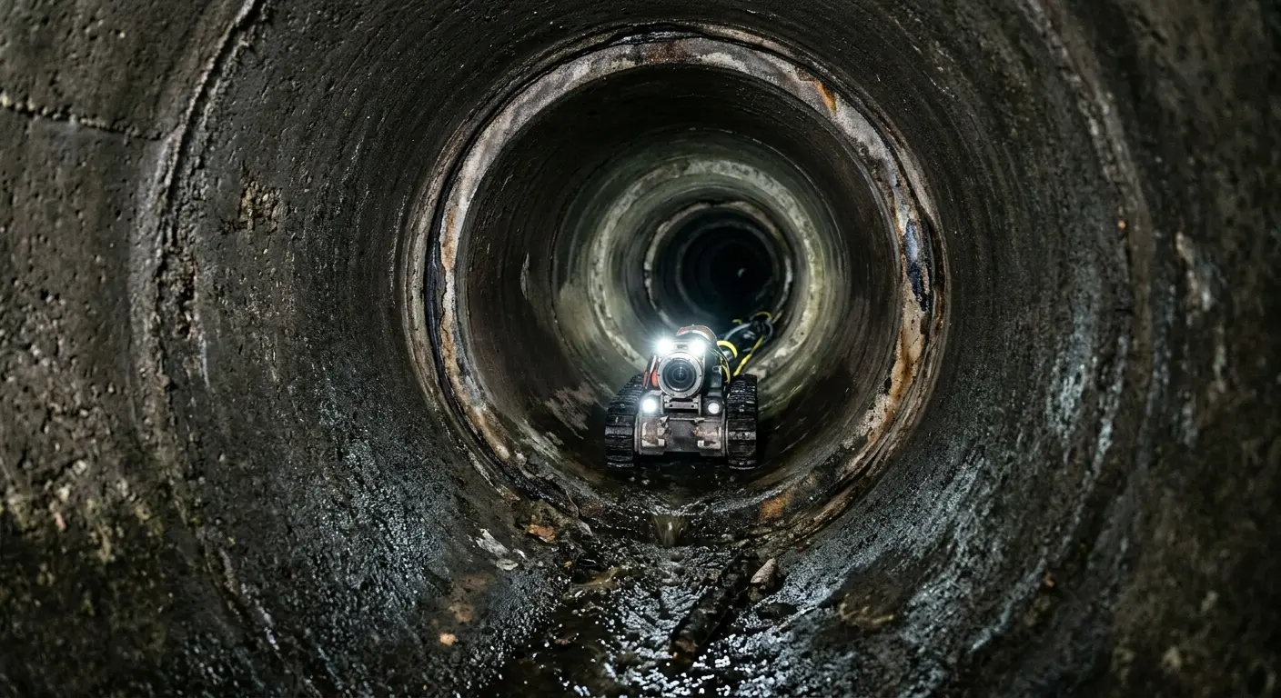 Robotic sewer camera inspecting pipe interior for Sewer Line Repair in Kalkaska